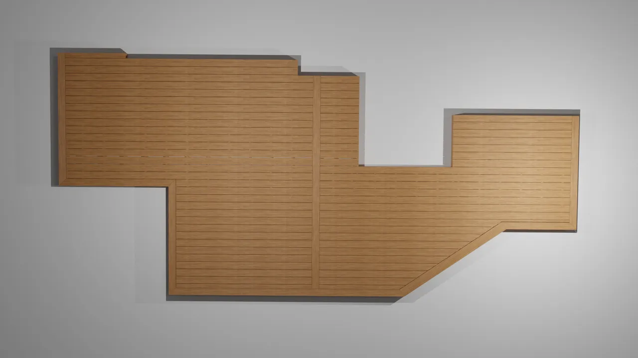 Top-down 3D plan of the deck layout