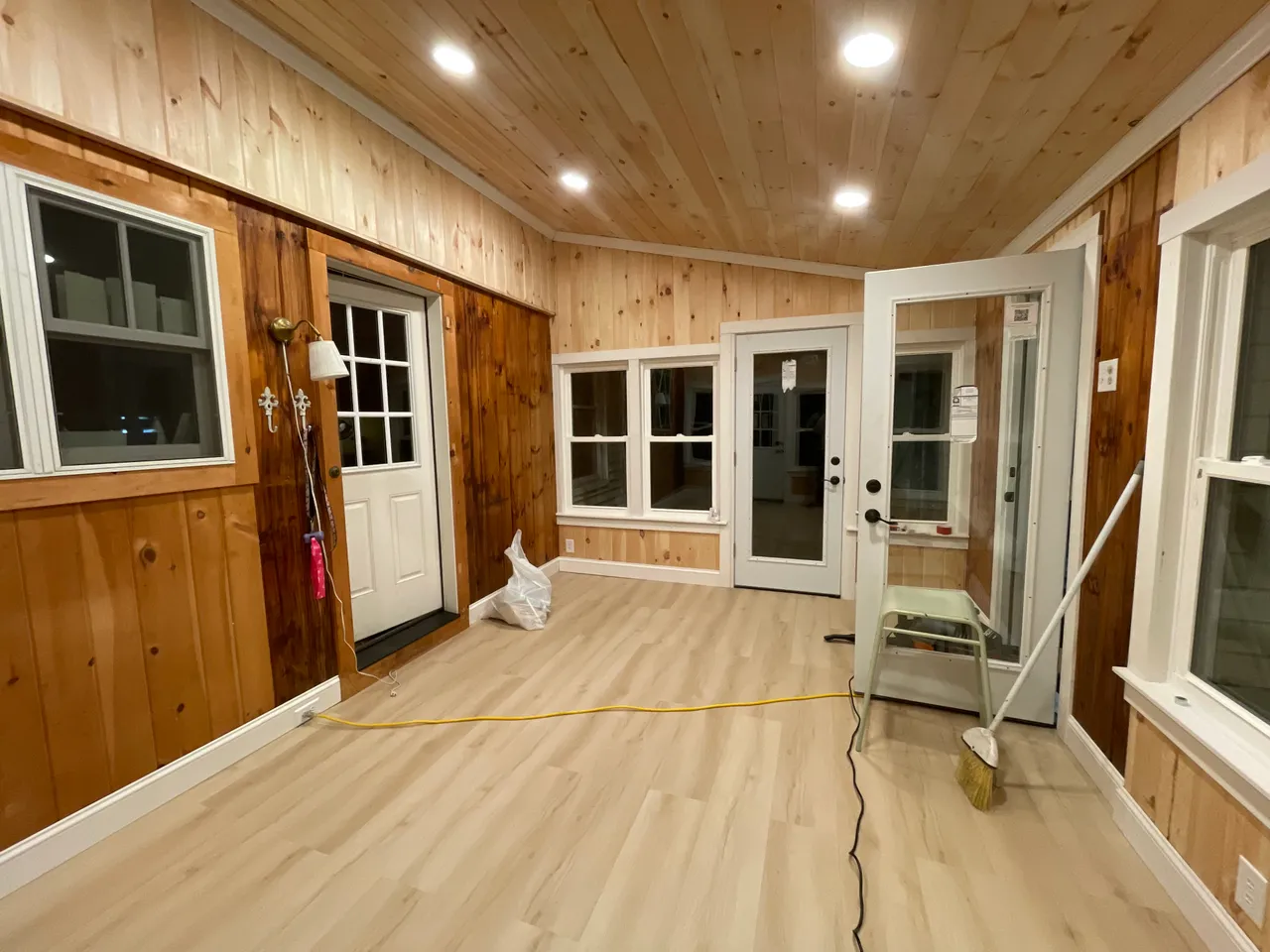 Renovated porch looking toward the entry doors