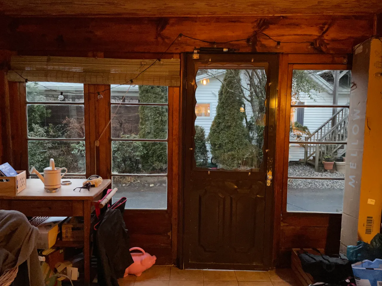 Old porch door and windows before renovation