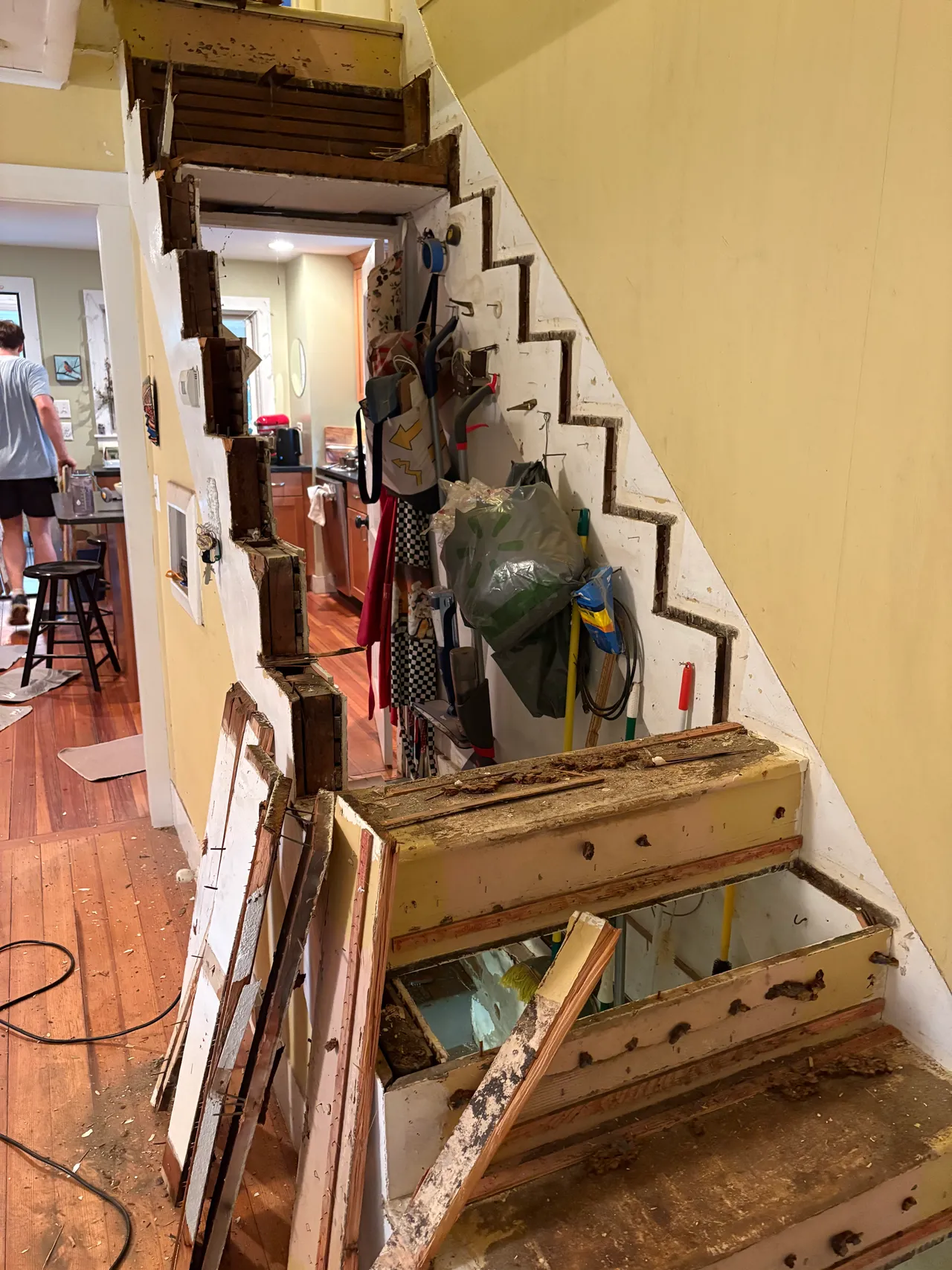 Staircase opened up during demolition